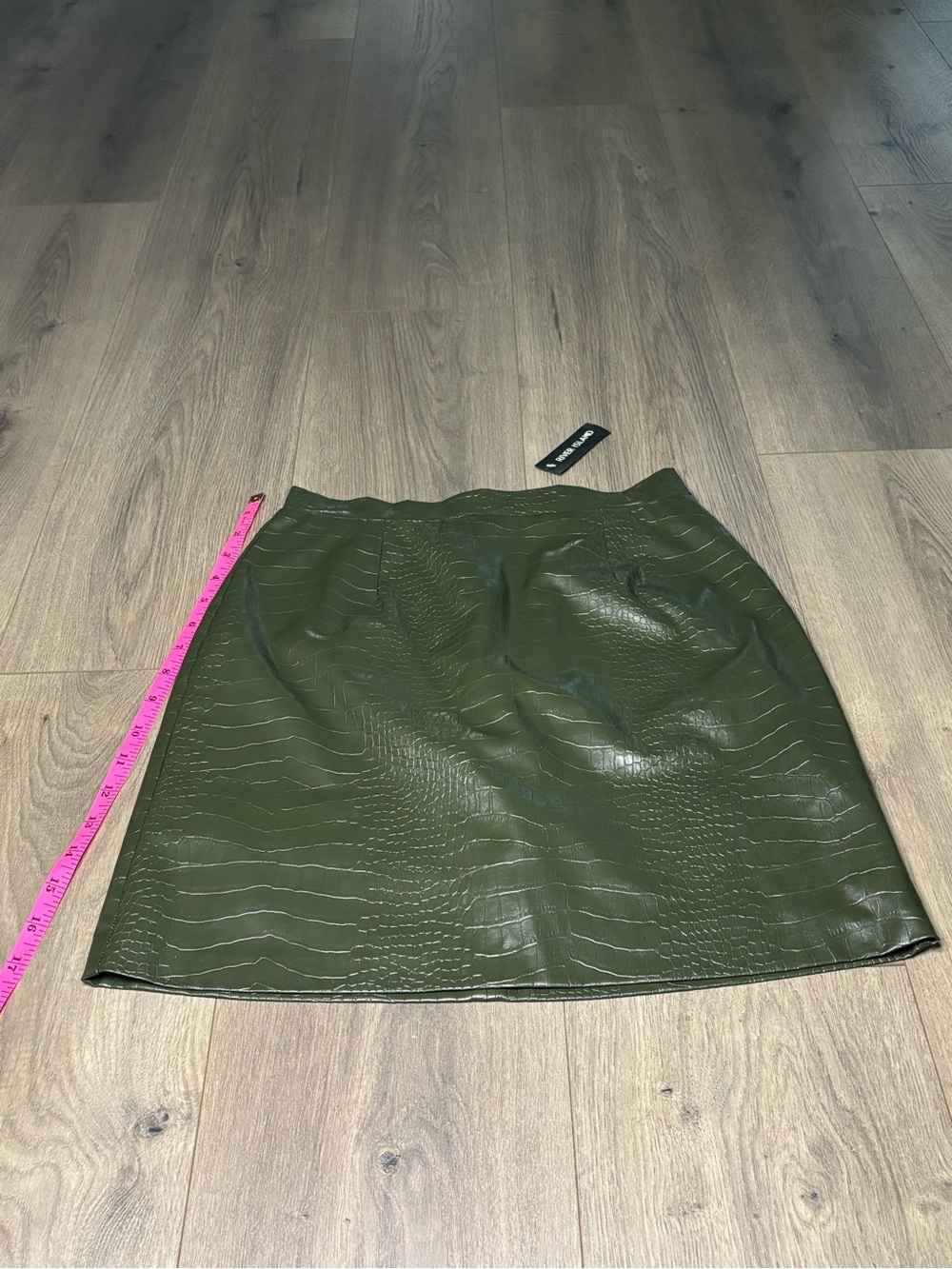 River Island Olive Green Faux Croc Mini Skirt - Picture 11 of 11